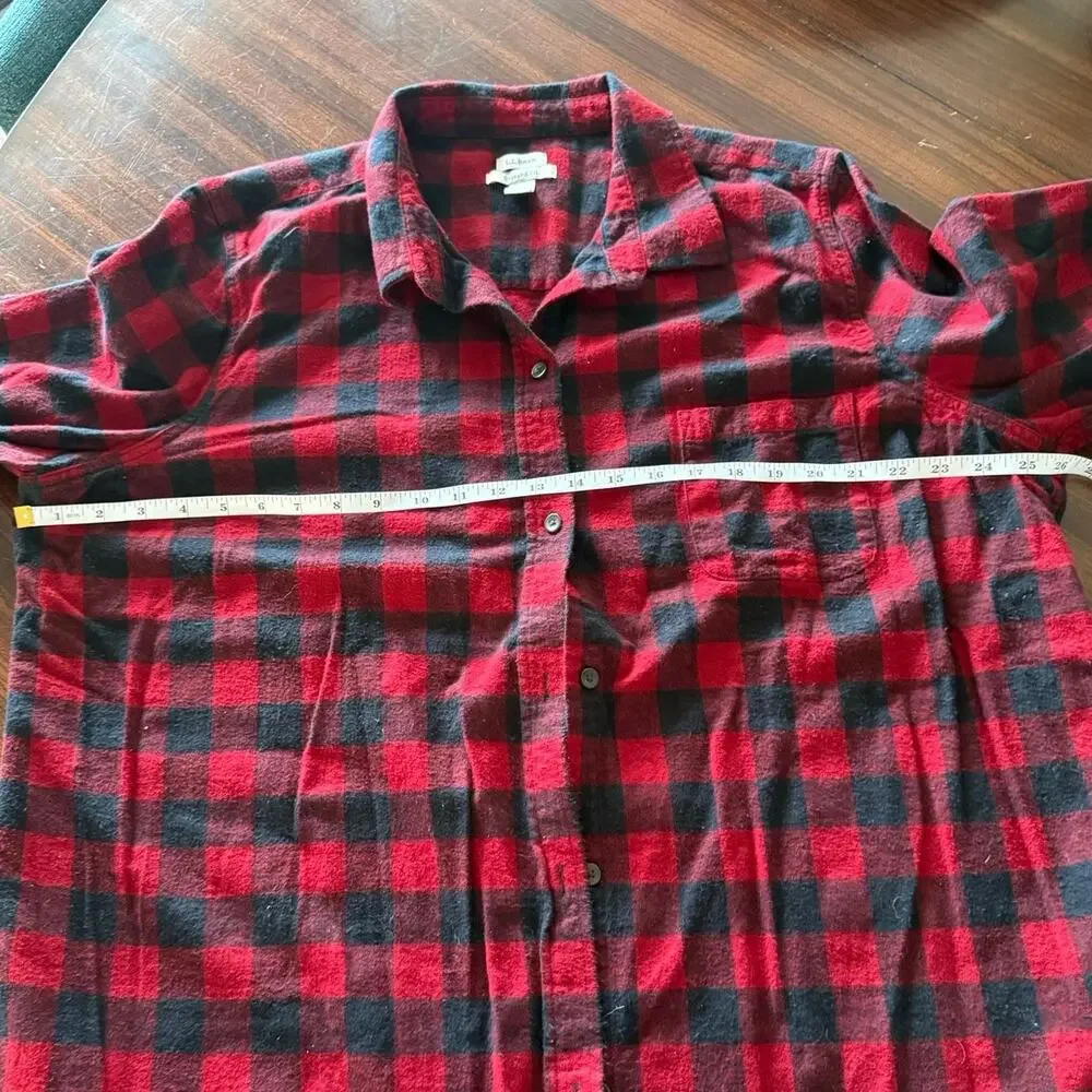 L.L.Bean Red Black Buffalo Plaid Loose Fit Flannel Button-Down Shirt Womens 3X